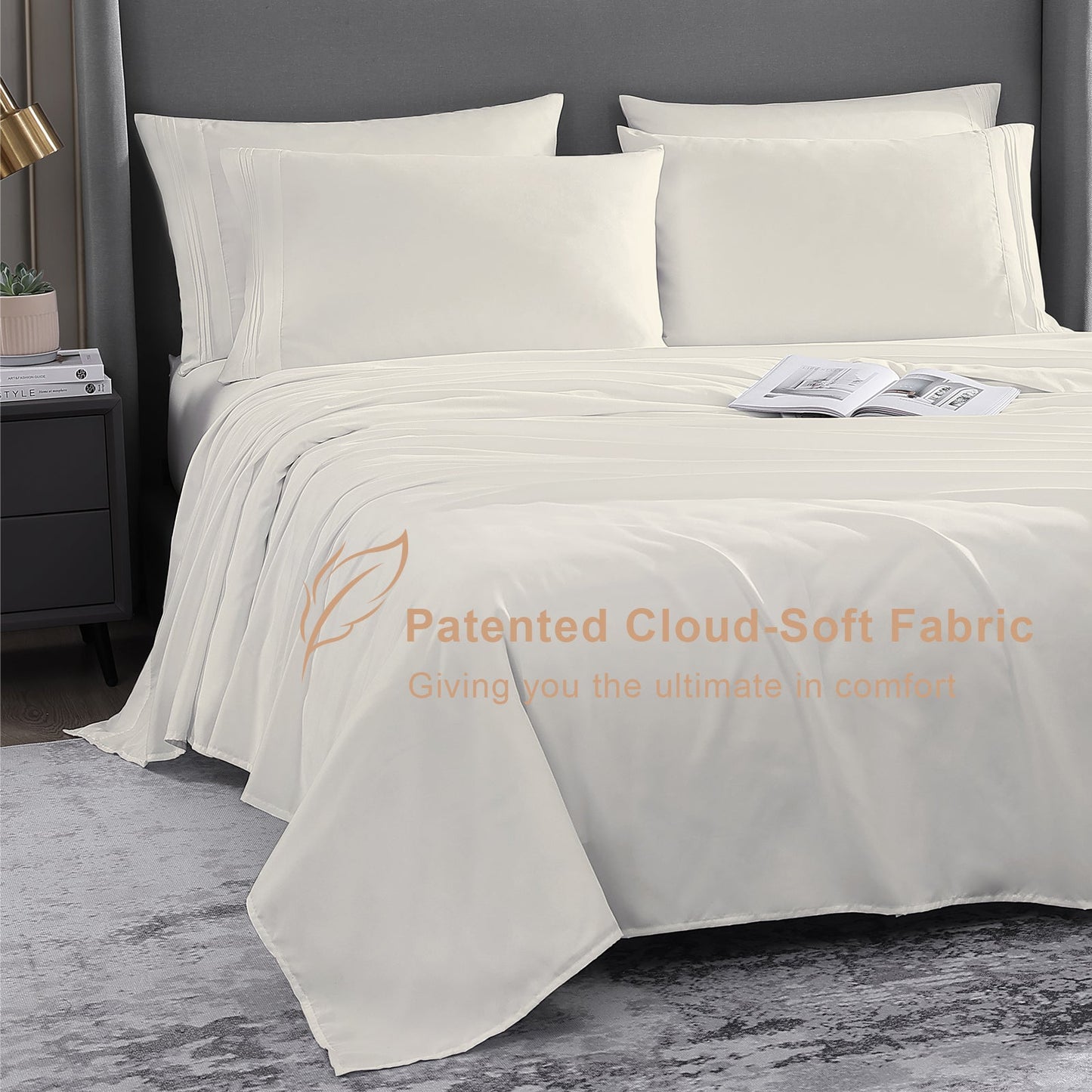 Cotiro 6 Piece Sheet Set King Size Hotel Luxury Sheet Set Deep Pocket Anti-Wrinkle Sheet Set