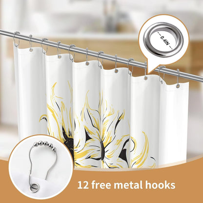 Shower Curtain with 12 Hooks Waterproof Curtain for Bathroom Modern Art Floral Polyester Fabric Abstract Shower Curtains 72x72