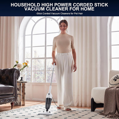 Home Vacuum Cleaners - Corded Stick Vacuum, Powerful Suction for Pet Hair, Carpet & Hardwood, Lightweight Handheld Portable-MC