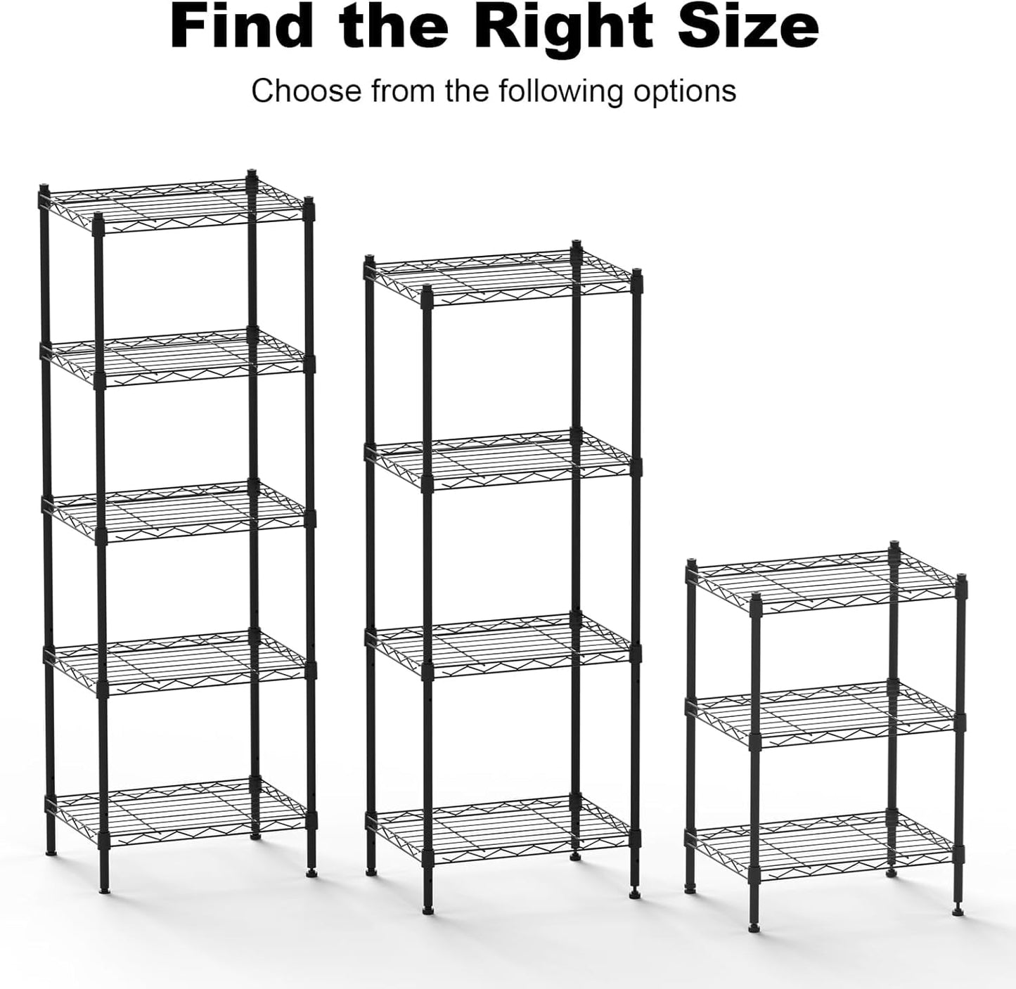 Cotiro 3-Tier Strong Storage Shelving Unit,Hollow Metal Wire Shelf with Anti-Sleep Feet,Indoor,Bathroom Black