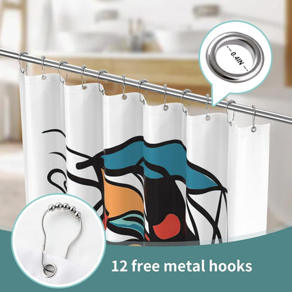 Shower Curtain with 12 Hooks Waterproof Curtain for Bathroom Modern Art Floral Polyester Fabric Abstract Shower Curtains 72x72