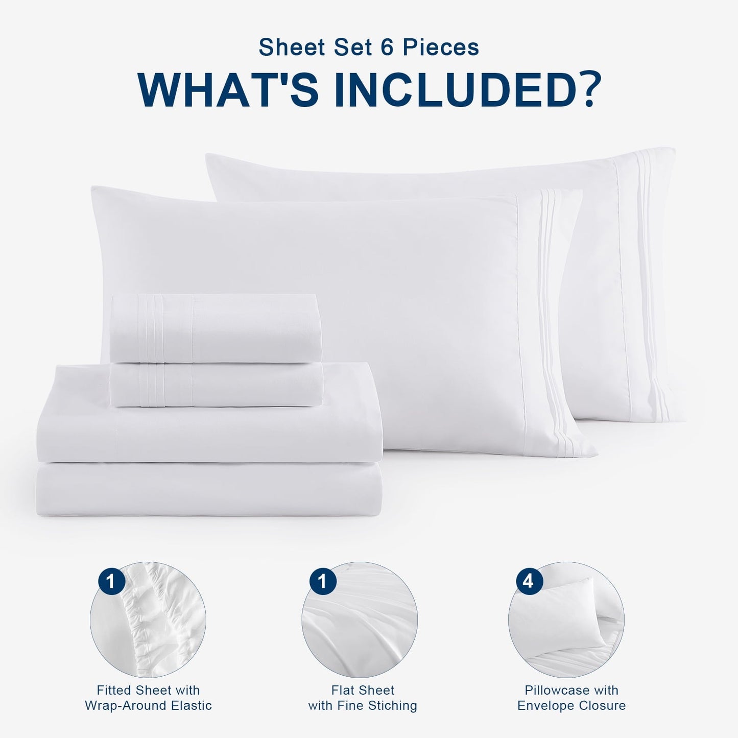 Cotiro 6 Piece Sheet Set King Size Hotel Luxury Sheet Set Deep Pocket Anti-Wrinkle Sheet Set