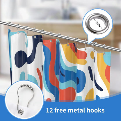 Shower Curtain with 12 Hooks Waterproof Curtain for Bathroom Modern Art Floral Polyester Fabric Abstract Shower Curtains 72x72