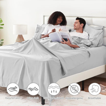 Cotiro 6 Piece Sheet Set King Size Hotel Luxury Sheet Set Deep Pocket Anti-Wrinkle Sheet Set