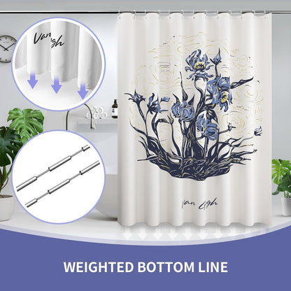 Shower Curtain with 12 Hooks Waterproof Curtain for Bathroom Modern Art Floral Polyester Fabric Abstract Shower Curtains 72x72
