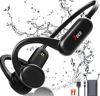 Cotiro Bone Conduction Headphones, Bluetooth 5.3 Open-Ear Headphones with Mic | MP3 Mode Built-in 32GB & 10Hrs Playtime, IP68 Waterproof Bone Conduction for Running, Cycling, Walking