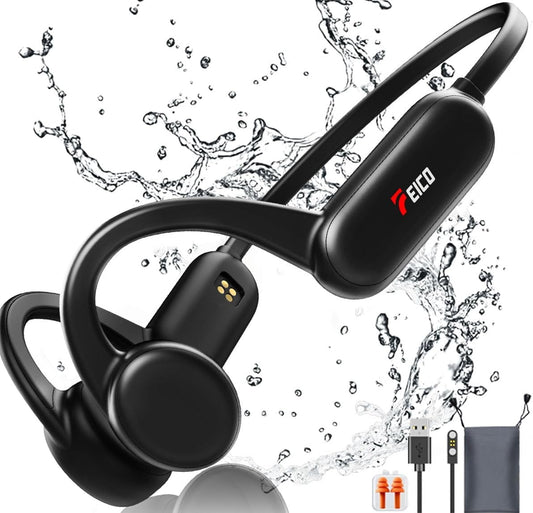 Cotiro Bone Conduction Headphones, Bluetooth 5.3 Open-Ear Headphones with Mic | MP3 Mode Built-in 32GB & 10Hrs Playtime, IP68 Waterproof Bone Conduction for Running, Cycling, Walking