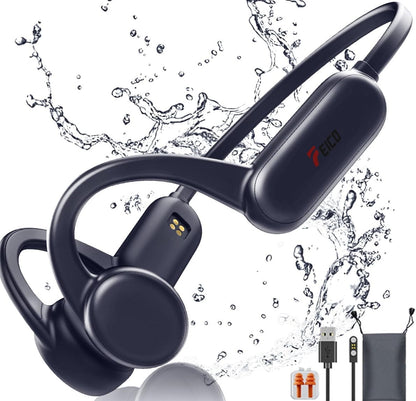 Cotiro Bone Conduction Headphones, Bluetooth 5.3 Open-Ear Headphones with Mic | MP3 Mode Built-in 32GB & 10Hrs Playtime, IP68 Waterproof Bone Conduction for Running, Cycling, Walking