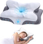 Cervical Neck Pillow - Memory Foam Pillow for Neck Support and Pain Relief, Ergonomic Contour Pillow for Side Back and Stomach Sleepers, Soft and Cooling Ice Silk Washable Pillowcase