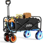 Electric Wagons Carts Foldable, Utility Cart, Beach Cart Large Capacity, 300lbs Grocery Cart with Big All-Terrain Wheels, Portable for Camping Outdoor Beach Fishing Picnic Sports Shopping (Black)