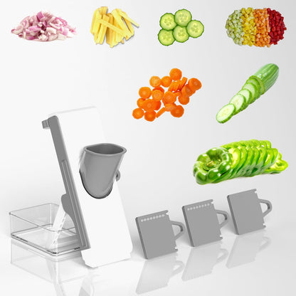 Cotiro Vegetable Chopper, Professional 4 in 1 Veggie Chopper with container and lid, Onion Chopper, Salad Chopper, Vegetable Slicer Julienne Cutter, Blue