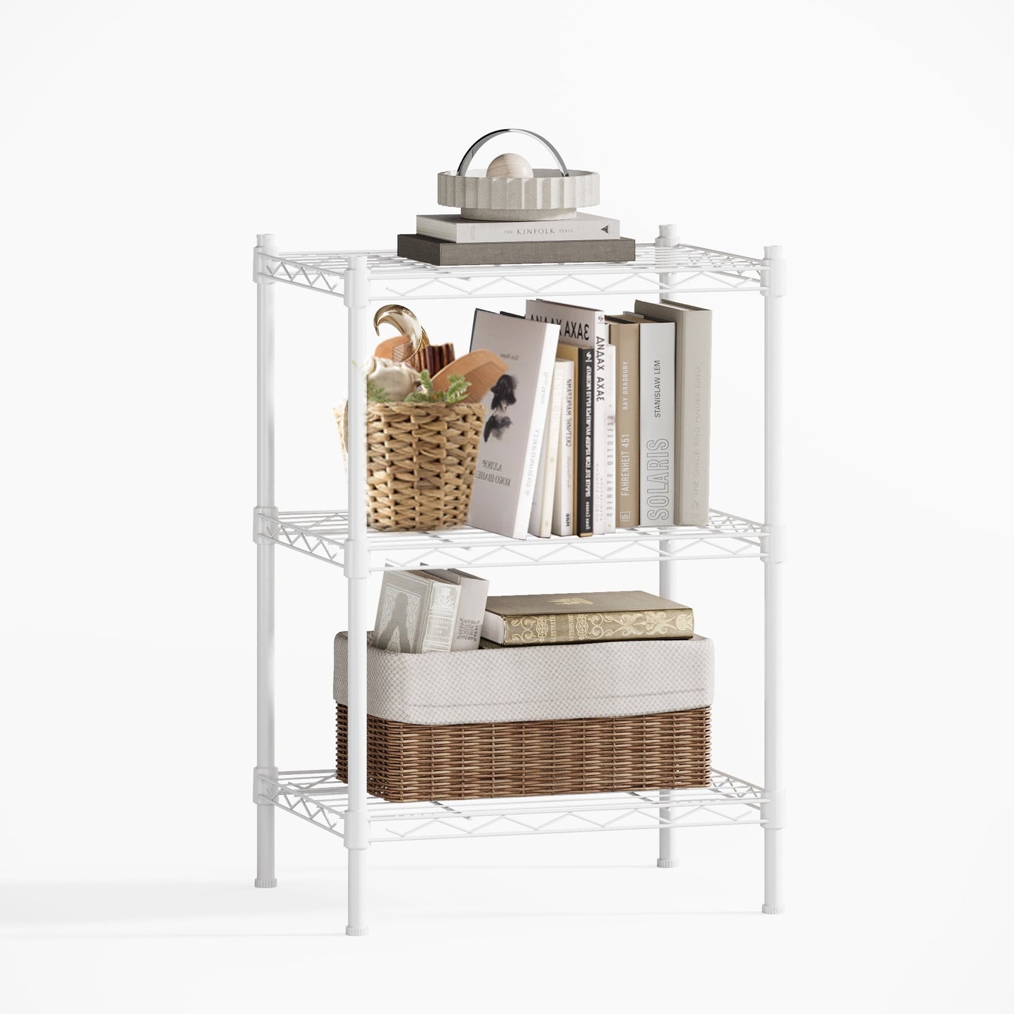 Cotiro 3-Tier Strong Storage Shelving Unit,Hollow Metal Wire Shelf with Anti-Sleep Feet,Indoor,Bathroom Black