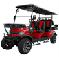 Luxury 6 Passenger Electric Cart, Lithium Battery, 48V 150AH, 40 Mile Driving Range, 5000W Electric Motor, 6 Seats, Golf Cart, Water Fall LED Lights, Electric Power Steering, Back Up Cam, Red