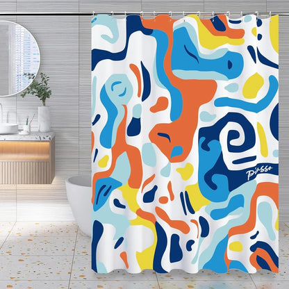 Shower Curtain with 12 Hooks Waterproof Curtain for Bathroom Modern Art Floral Polyester Fabric Abstract Shower Curtains 72x72