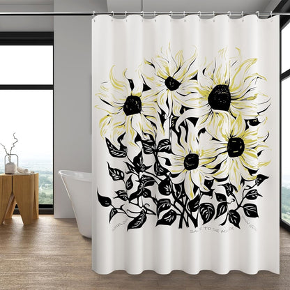 Shower Curtain with 12 Hooks Waterproof Curtain for Bathroom Modern Art Floral Polyester Fabric Abstract Shower Curtains 72x72