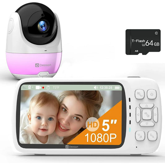 Cotiro Video Baby Monitor No WiFi,1080P Baby Monitor with Camera and Audio Night Version Wall Mounted Wireless Portable Baby Monitor Rechargeable