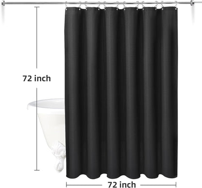 3 in 1 Waterproof Waffle Weave Shower Curtain and Clear Liner Set with 12 Stainless Steel Hooks Double Sided for Bathroom 72 Inches Heavy Duty Polyester Fabric Shower Curtains