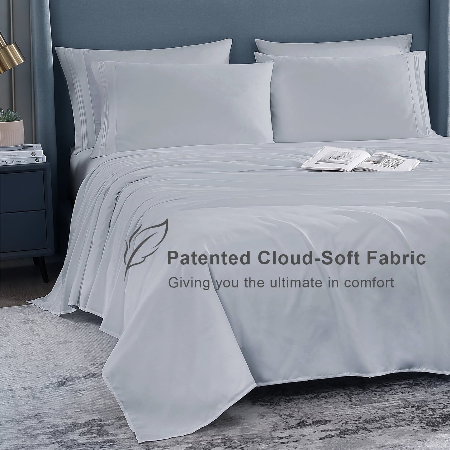 Cotiro 6 Piece Sheet Set King Size Hotel Luxury Sheet Set Deep Pocket Anti-Wrinkle Sheet Set
