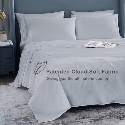 Cotiro 6 Piece Sheet Set King Size Hotel Luxury Sheet Set Deep Pocket Anti-Wrinkle Sheet Set
