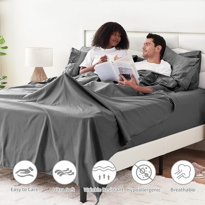 Cotiro 6 Piece Sheet Set King Size Hotel Luxury Sheet Set Deep Pocket Anti-Wrinkle Sheet Set