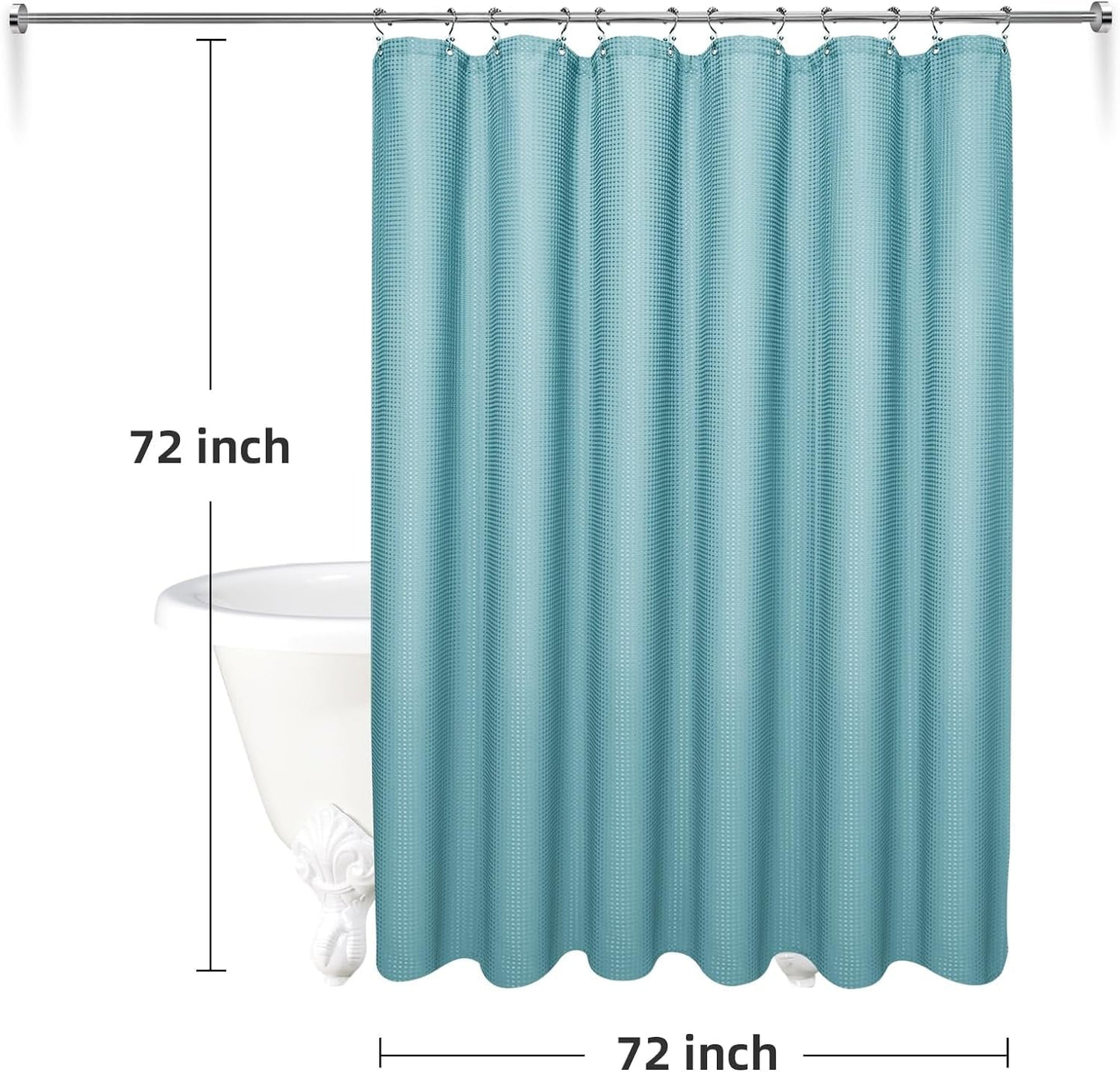 3 in 1 Waterproof Waffle Weave Shower Curtain and Clear Liner Set with 12 Stainless Steel Hooks Double Sided for Bathroom 72 Inches Heavy Duty Polyester Fabric Shower Curtains