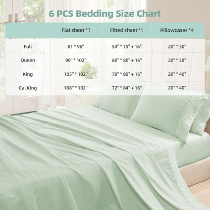 Cotiro 6 Piece Sheet Set King Size Hotel Luxury Sheet Set Deep Pocket Anti-Wrinkle Sheet Set