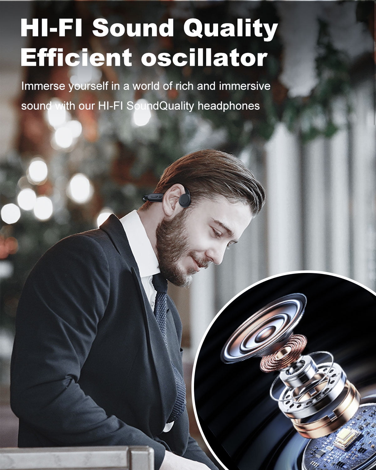 Cotiro Bone Conduction Headphones, Bluetooth 5.3 Open-Ear Headphones with Mic | MP3 Mode Built-in 32GB & 10Hrs Playtime, IP68 Waterproof Bone Conduction for Running, Cycling, Walking