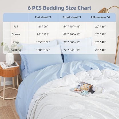 Cotiro 6 Piece Sheet Set King Size Hotel Luxury Sheet Set Deep Pocket Anti-Wrinkle Sheet Set