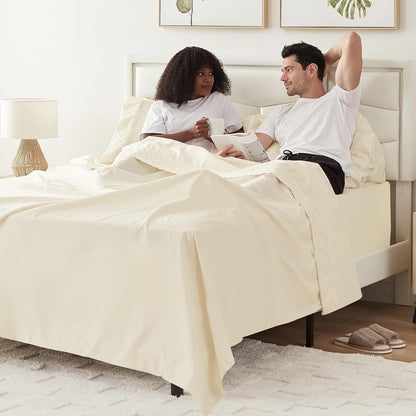 Cotiro 6 Piece Sheet Set King Size Hotel Luxury Sheet Set Deep Pocket Anti-Wrinkle Sheet Set