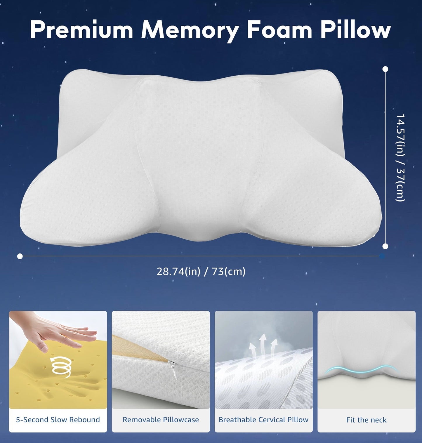 Neck Pillow for Sleeping, Cervical Neck Pillow, Memory Foam Pillows, Side Sleeper Pillow, Ergonomic Pillow for Neck Pain Relief, Bed Pillows, Body Pillow, Cooling Pillow