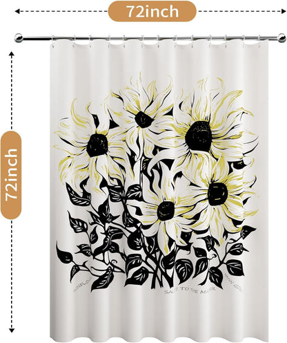 Shower Curtain with 12 Hooks Waterproof Curtain for Bathroom Modern Art Floral Polyester Fabric Abstract Shower Curtains 72x72