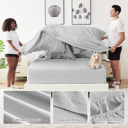 Cotiro 6 Piece Sheet Set King Size Hotel Luxury Sheet Set Deep Pocket Anti-Wrinkle Sheet Set