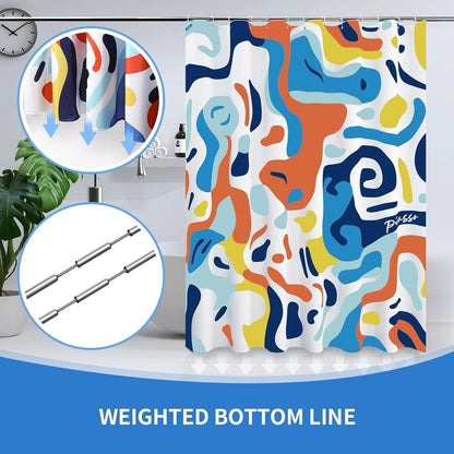 Shower Curtain with 12 Hooks Waterproof Curtain for Bathroom Modern Art Floral Polyester Fabric Abstract Shower Curtains 72x72