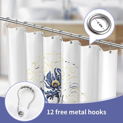 Shower Curtain with 12 Hooks Waterproof Curtain for Bathroom Modern Art Floral Polyester Fabric Abstract Shower Curtains 72x72