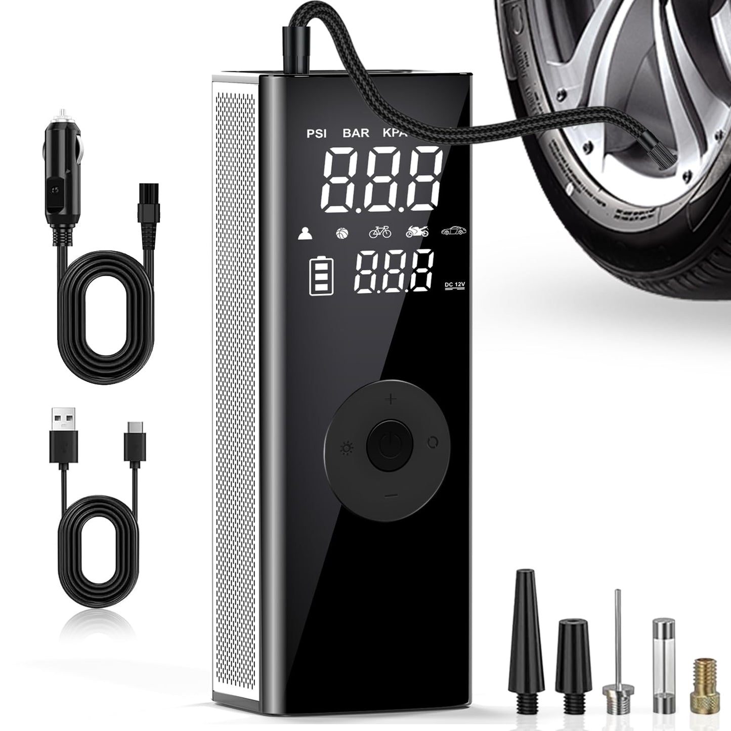 DEASON Tire Inflator Portable Air Compressor,Electric Air Pump for Car Tires Battery Capacity,150PSI and 4X Faster Air Pump with Auto-Shutoff for Cars,Bicycle,E-Bikes, Balls, Motorcycles.