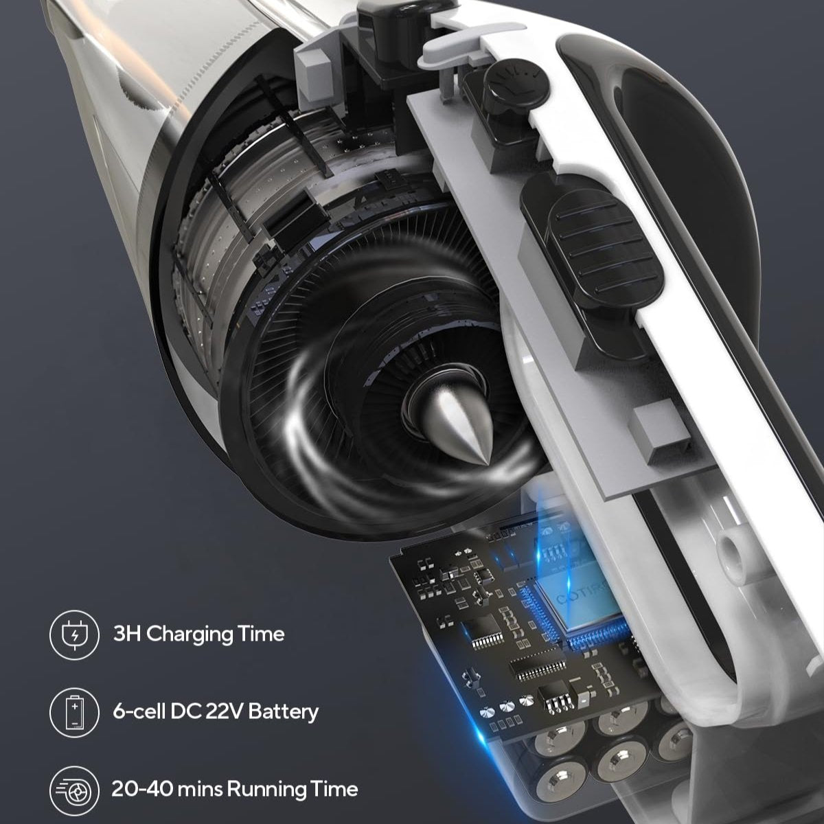Cordless Vacuum Cleaner - Lightweight High-Power Stick for Pet Hair, Carpet & Hardwood, Portable Wireless-DW282