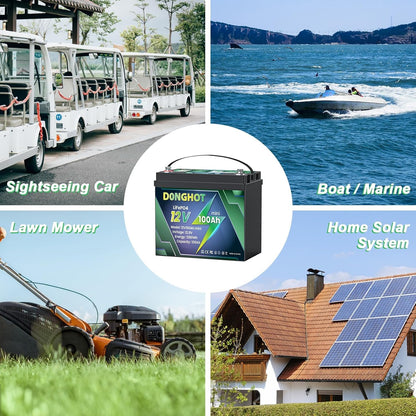 DEASON 12V 100Ah Mini LiFePO4 Lithium Battery, Built-in 100A BMS, 1.28kWh Up to 15000 Deep Cycles Lithium Battery, 10-Year Lifespa, Battery for Boat, Kayak, Trolling Motor, RV, Golf Cart, Solar