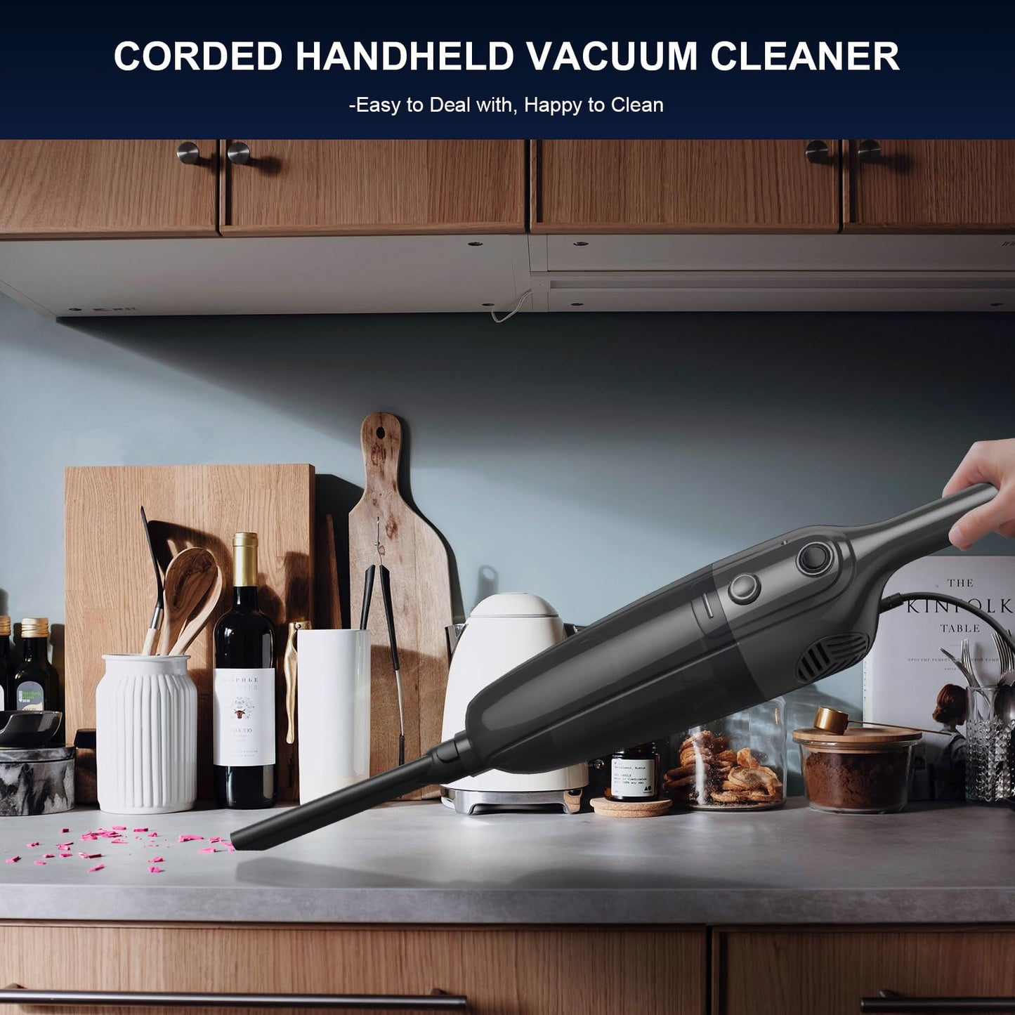 Home Vacuum Cleaners - Corded Stick Vacuum, Powerful Suction for Pet Hair, Carpet & Hardwood, Lightweight Handheld Portable-MC