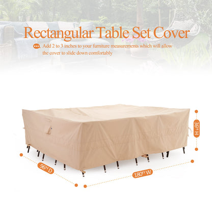 Patio Ottoman Covers Waterproof, Outdoor Coffee Table Cover Square, Fire Pit Table Cover Wind Resistant, UV Resistant